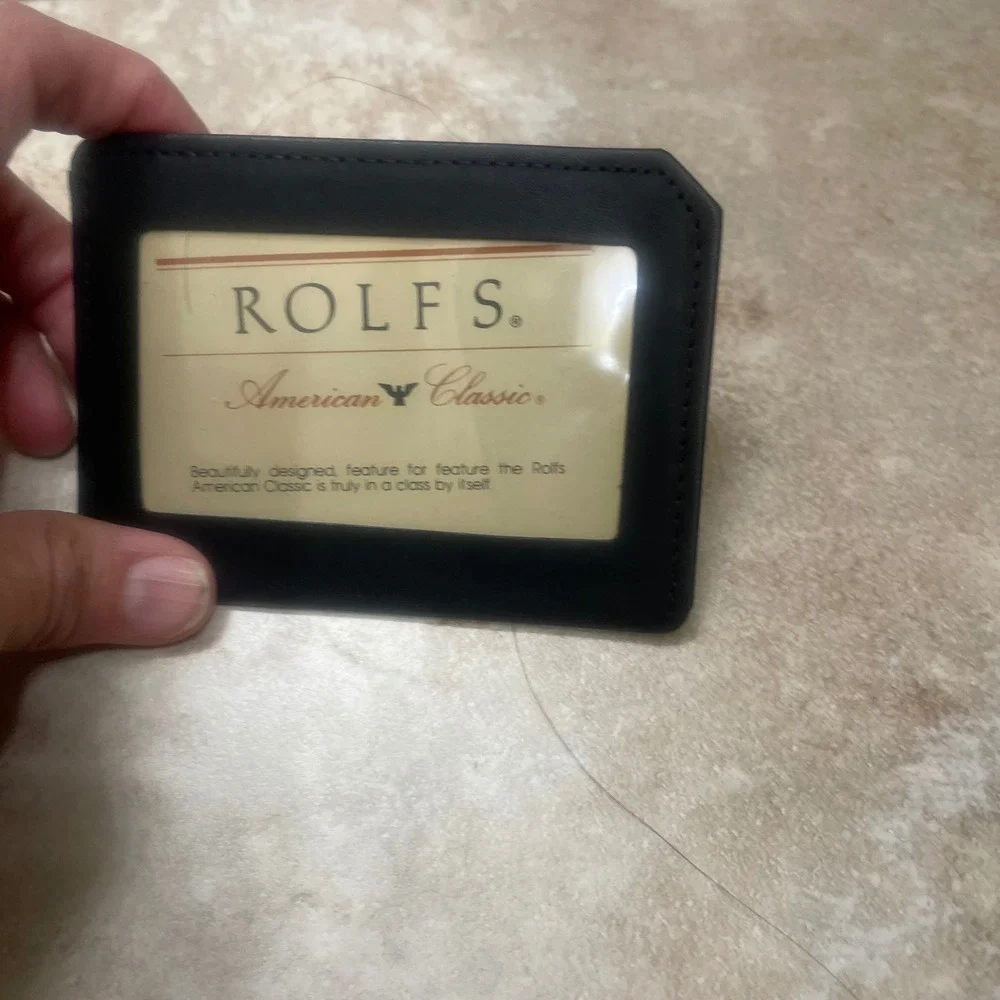 2 Rolfs American NEW Mens Black Leather Bifold Wallet and Card Holder Set of 2